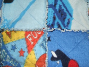 back of raggy quilt closeup